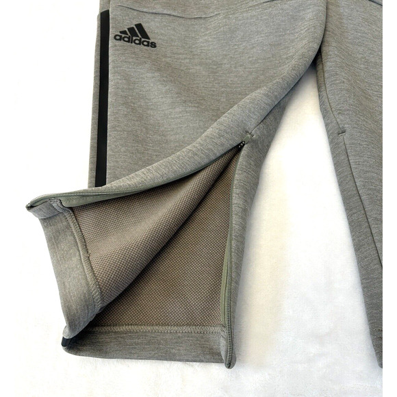 Adidas Climalite Jogger Pants Sz L Green Zip Pockets Pull On Zip Legs Athleisure - Picture 6 of 12